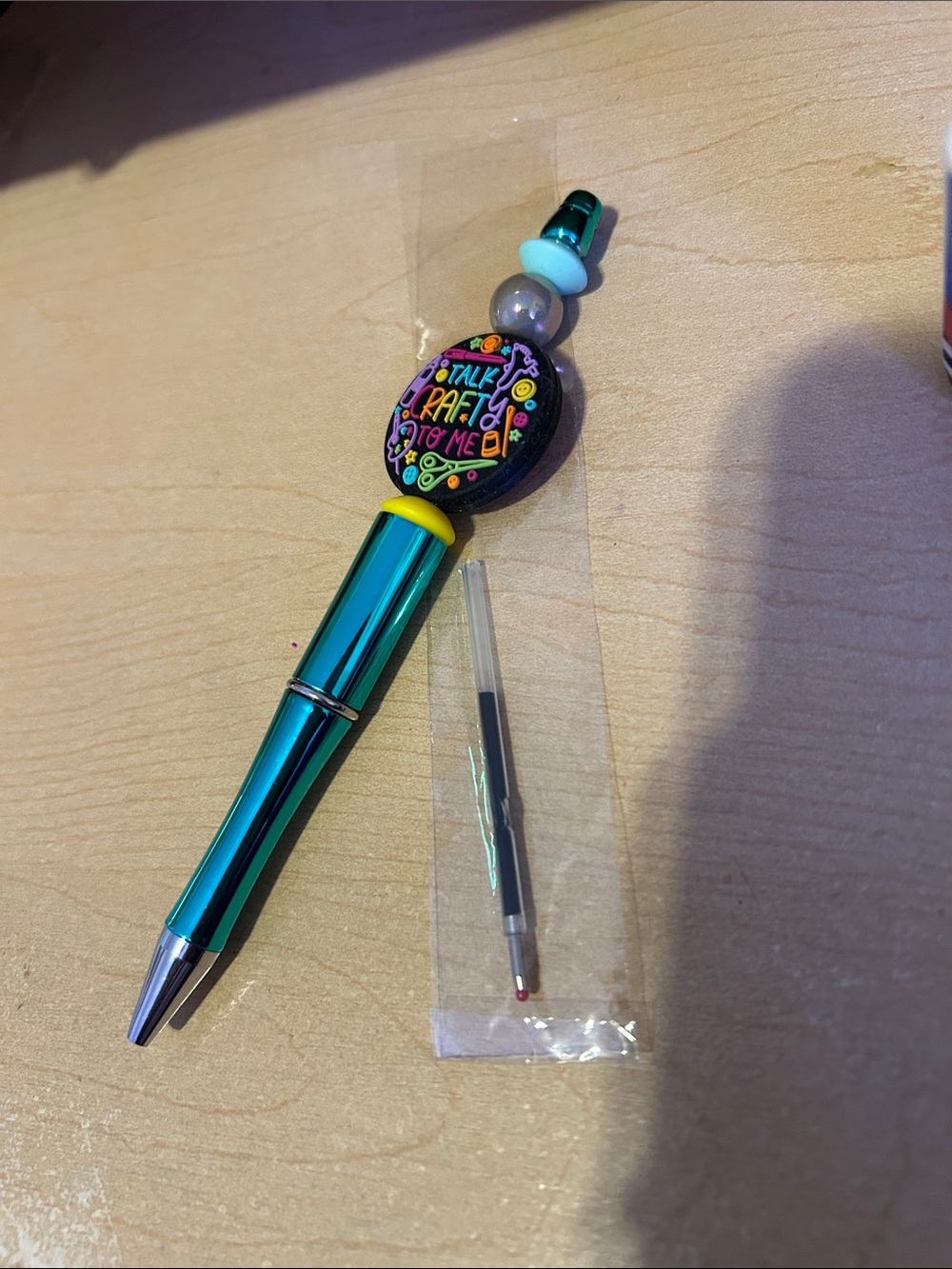 Teal Decorative Stylus Pen with 'Talk Crafty to Me' Charm